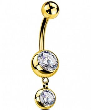 Kolczyk do Pępka z Kryształkiem – Hipoalergiczny Banan Złoty  DIA-PB419 B tytan.jpg